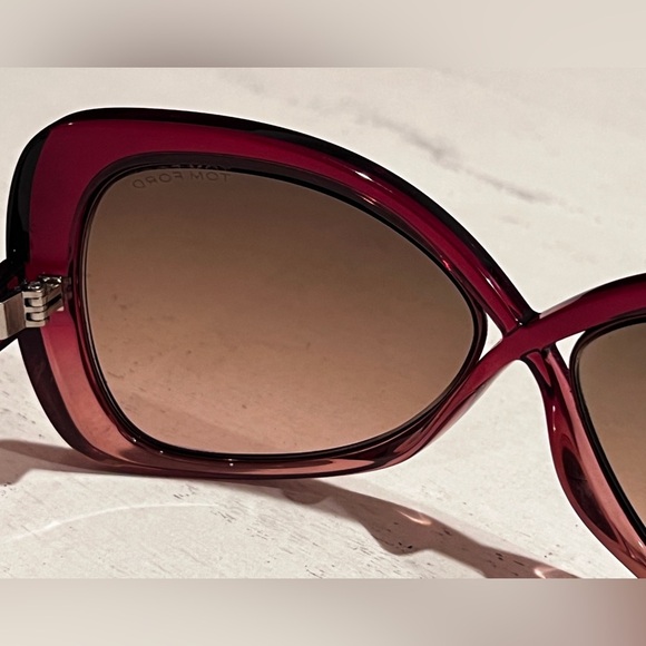 Tom Ford Women's Square Red Rose Sunglasses - Picture 9 of 11